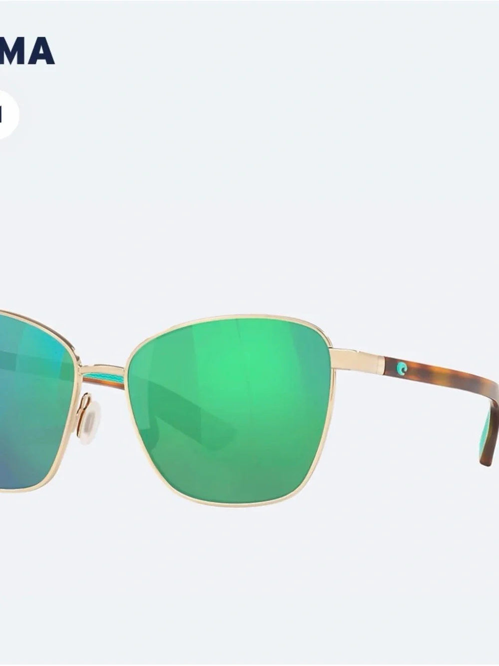 Costa Gold Frame Sunglasses with Teal Temples